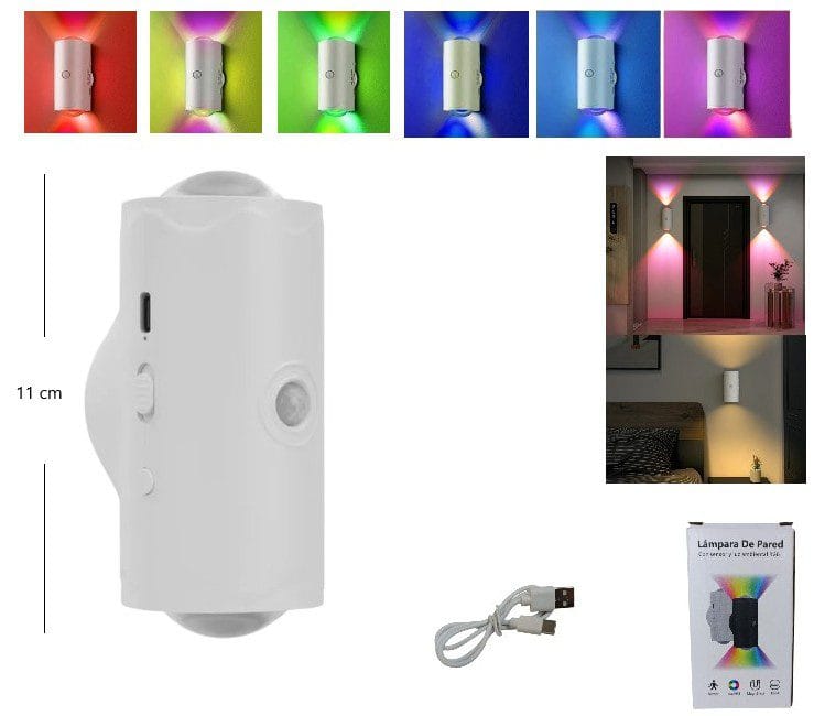 LUZ LED DE PARED BIDIRECCIONAL RGB+SENSOR