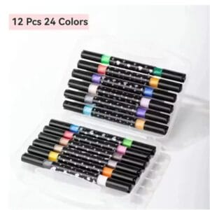 MARCADOR BRILLANTE X 12PC DOBLE PUNTA (24 COLORES)
