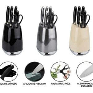 SET DE CUCHILLOS CON BASE