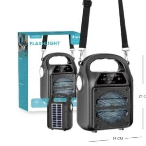 PARLANTE 4" BLUETOOTH CON PANEL SOLAR LINTERNA FM/SD