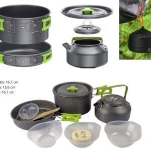 JUEGO OLLAS DE ALUMINIO MARMITA PARA CAMPING 12 PCS